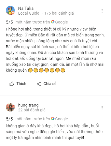 Review của du khách về Cát Bà Sunrise Resort