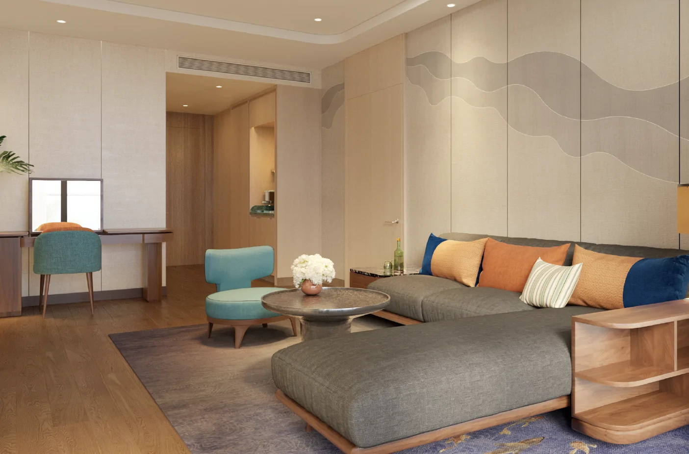 Phòng khách của căn Junior Suite đầy đủ nội thất