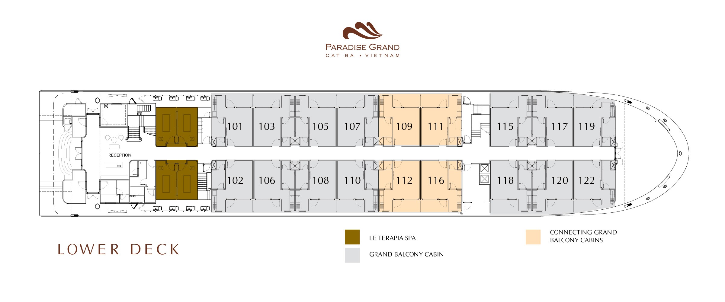 Sơ đồ Du thuyền Paradise Grand khu vực Lower Deck