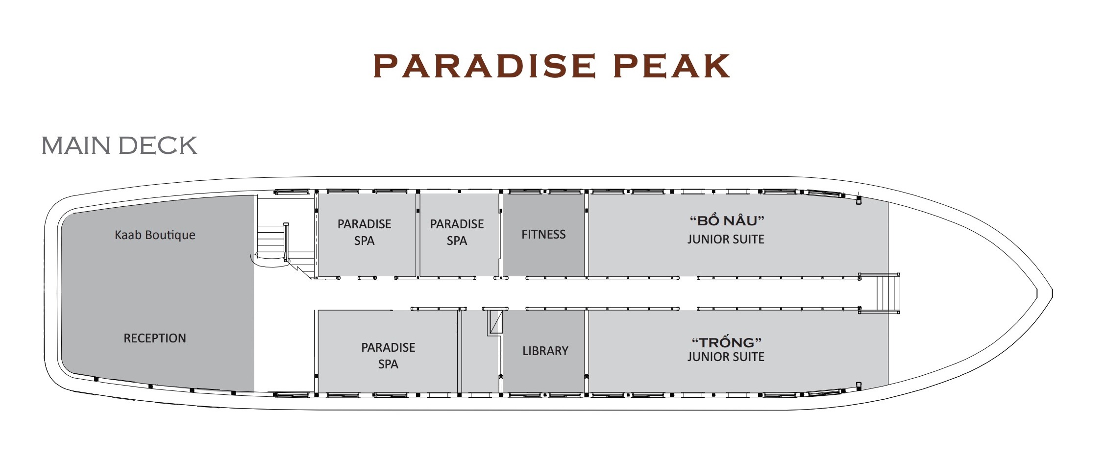 Khu vực maindeck trên du thuyền Paradise Peak Hạ Long