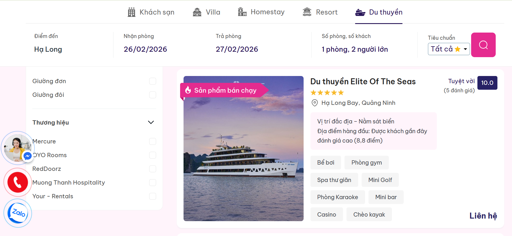 Du thuyền Elite of the Seas đúng chuẩn nghỉ dưỡng 6 sao sang trọng giữa Vịnh Hạ Long và Lan Hạ với mức giá hợp lý.