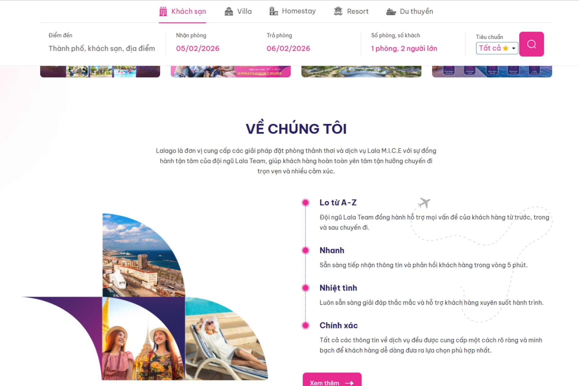 Ứng dụng đặt phòng chuyên nghiệp của Lalago