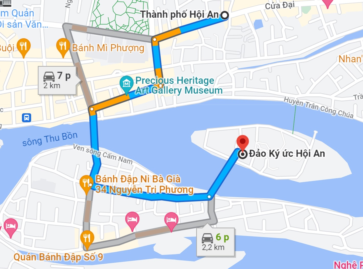 Bản đồ đường đi đến Công viên Ký Ức Hội An