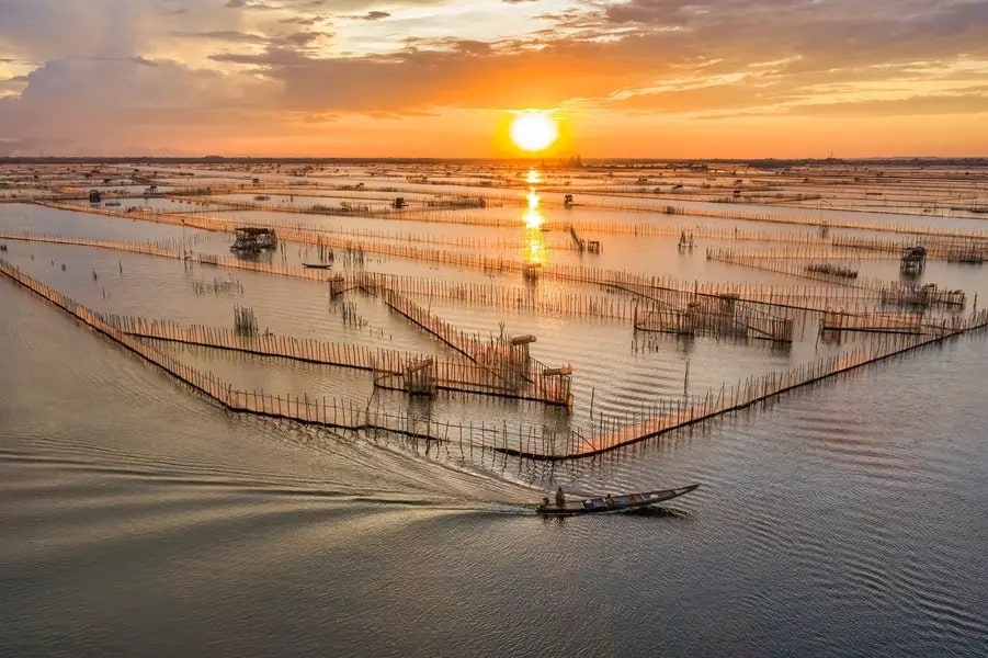 Nhà chồ mộc mạc giữa đầm phá lặng gió thanh bình
