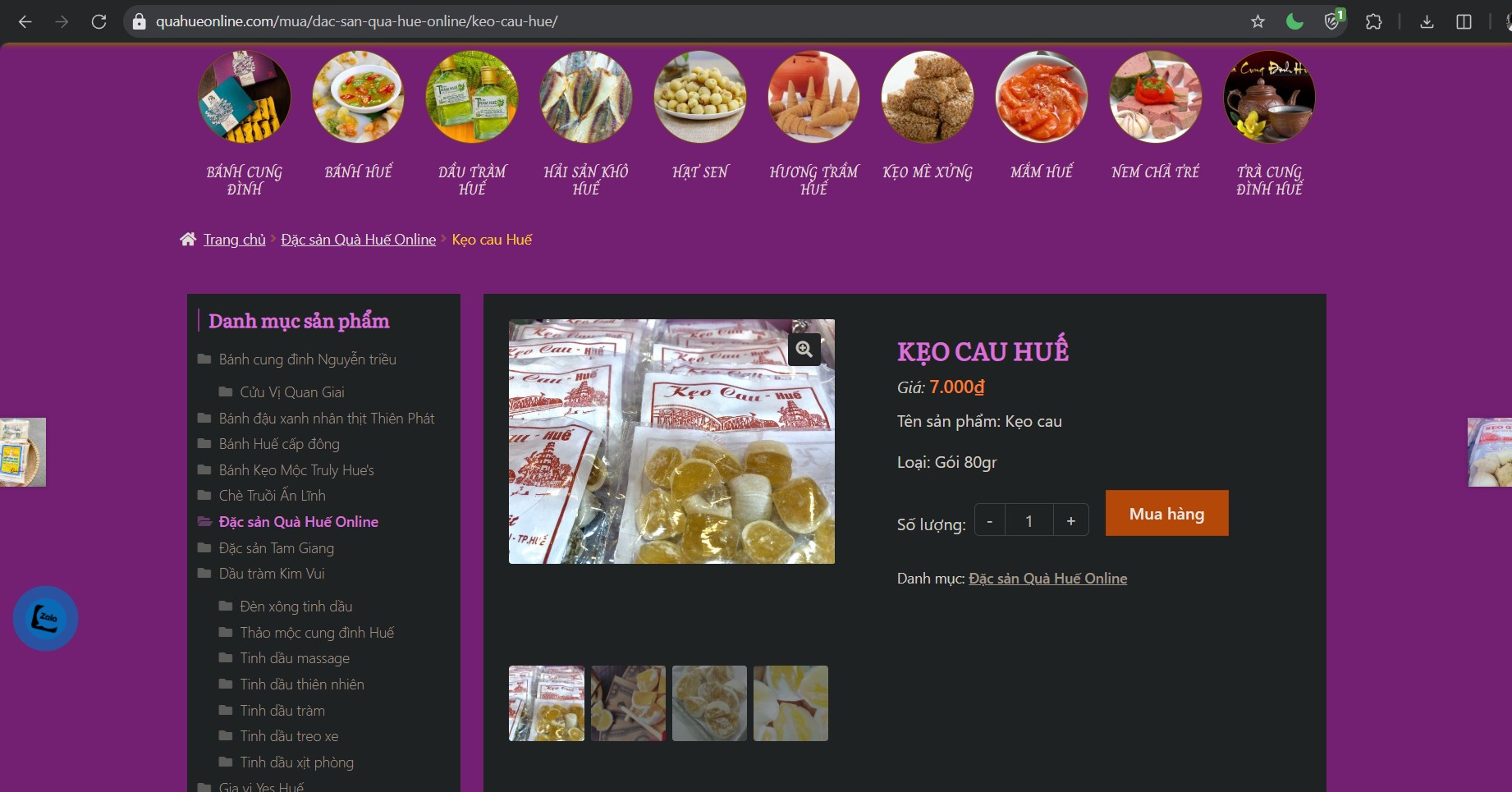 Website uy tín có bán kẹo cau chuẩn vị Huế