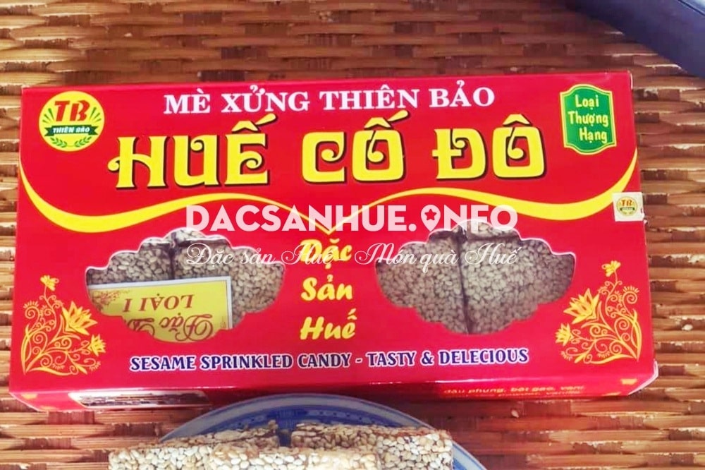 Hộp mè xửng Thiên Bảo thiết kế tinh tế, phù hợp làm quà biếu