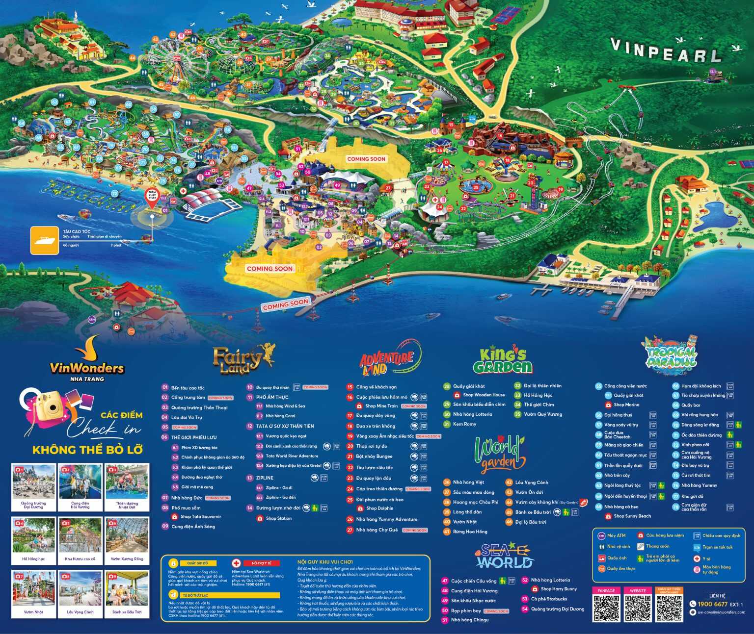 Sơ đồ các dịch vụ, khu vui chơi của Wonderpark Nha Trang 