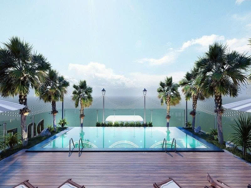 Bể bơi vô cực ngoài trời với tầm nhìn thoáng đãng tại Khách sạn FTE Hạ Long
