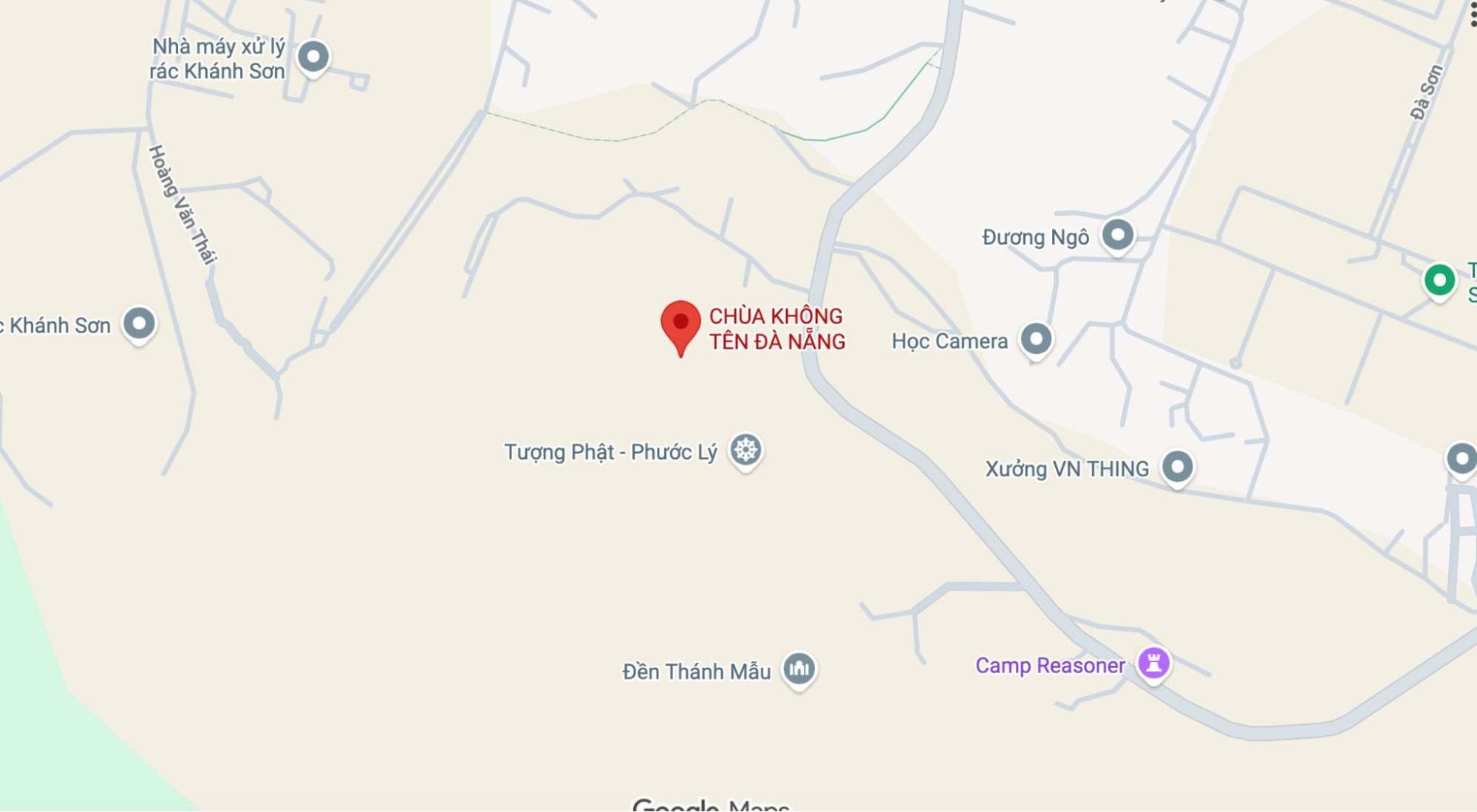 Vị trí của Chùa Không Tên Đà Nẵng
