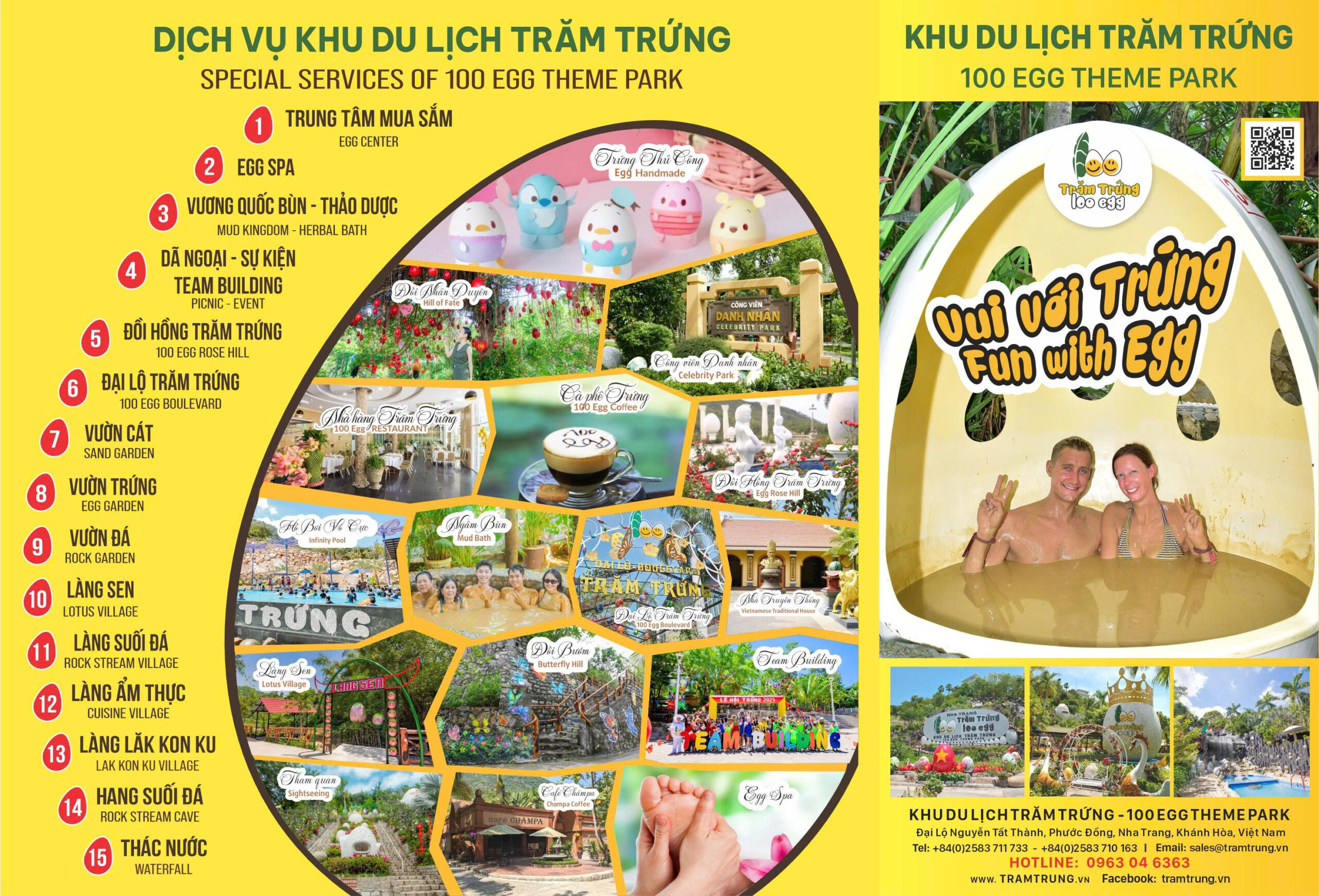 Các khu vực trải nghiệm trong gói dịch vụ của Trăm Trứng

