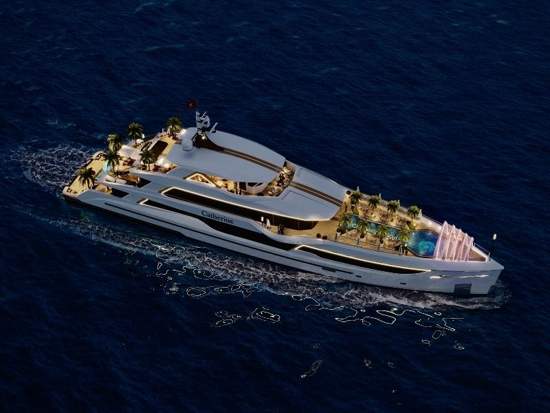 Vẻ đẹp sang trọng của Du thuyền Catherine Horizon trong đêm