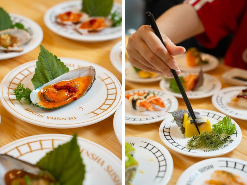 Món ăn tại Densha Sushi được trình bày cực kỳ bắt mắt