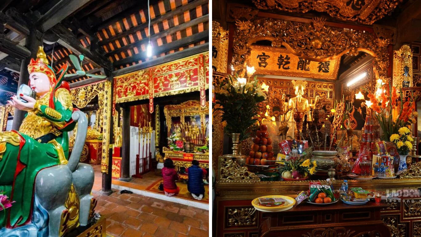 Kiến trúc bên trong khu vực chính điện chùa Long Tiên