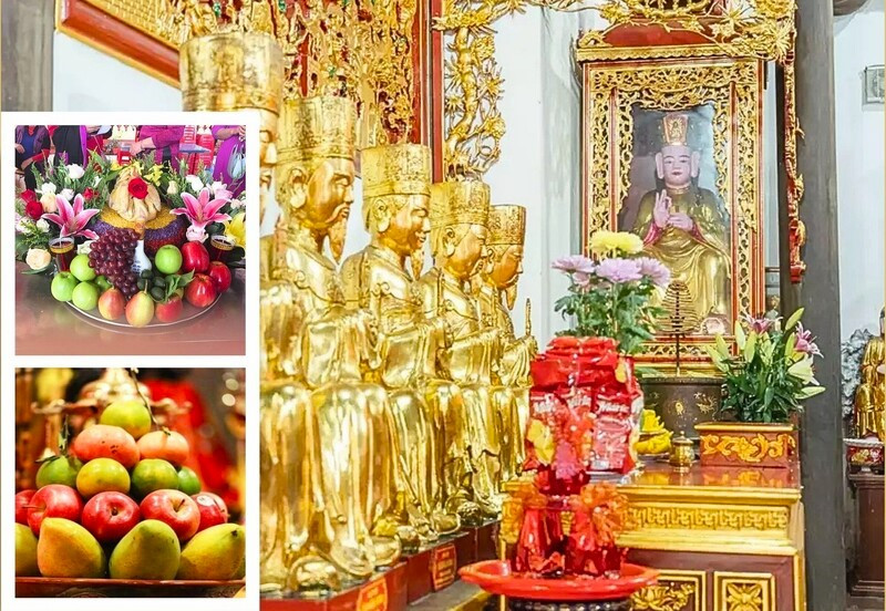 Mâm lễ cúng tại chính điện