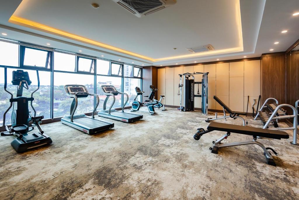 Phòng gym hiện đại phục vụ khách lưu trú 