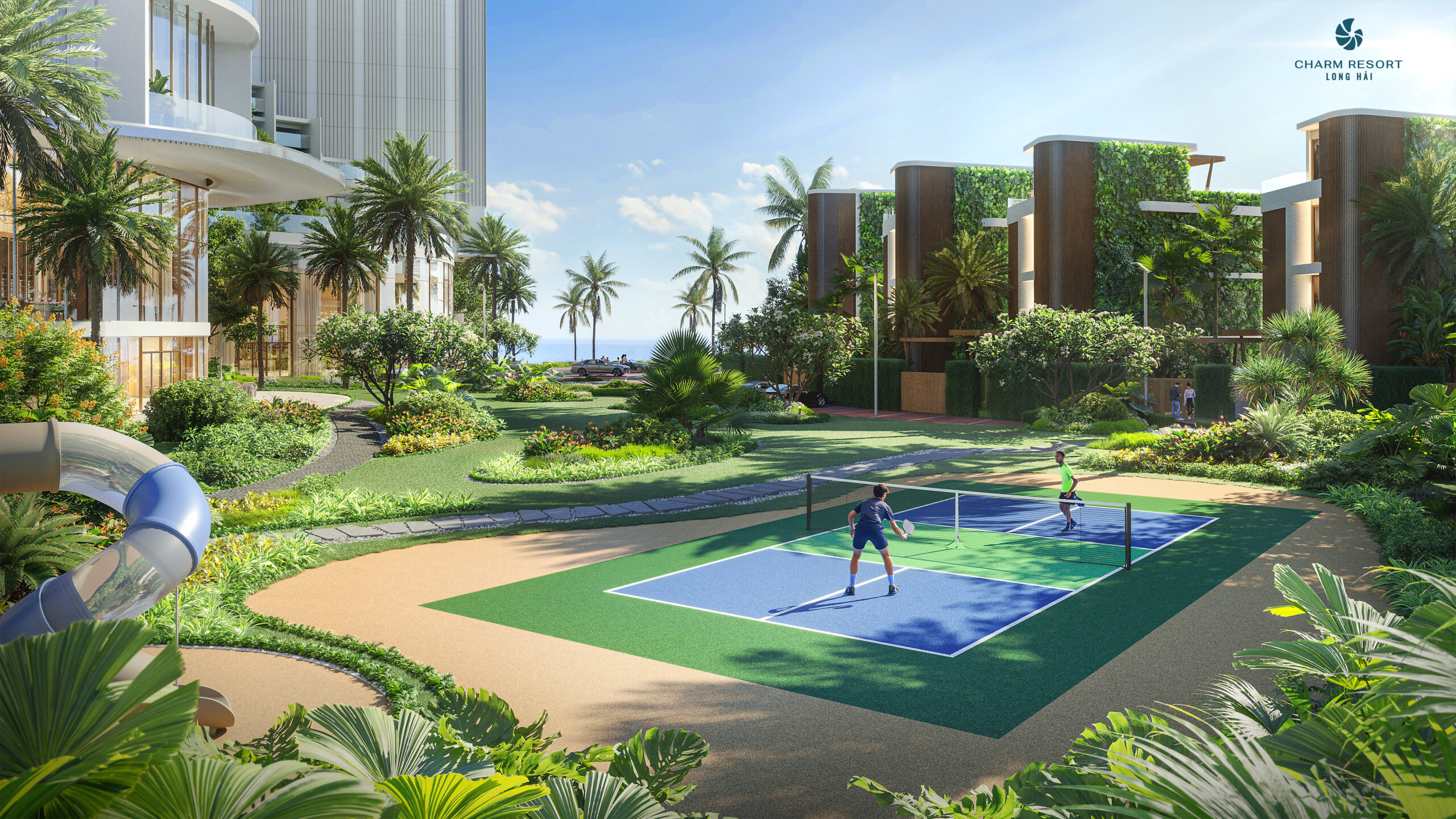 Sân pickleball ngoài trời tại Vienna House by Wyndham Charm Long Hải