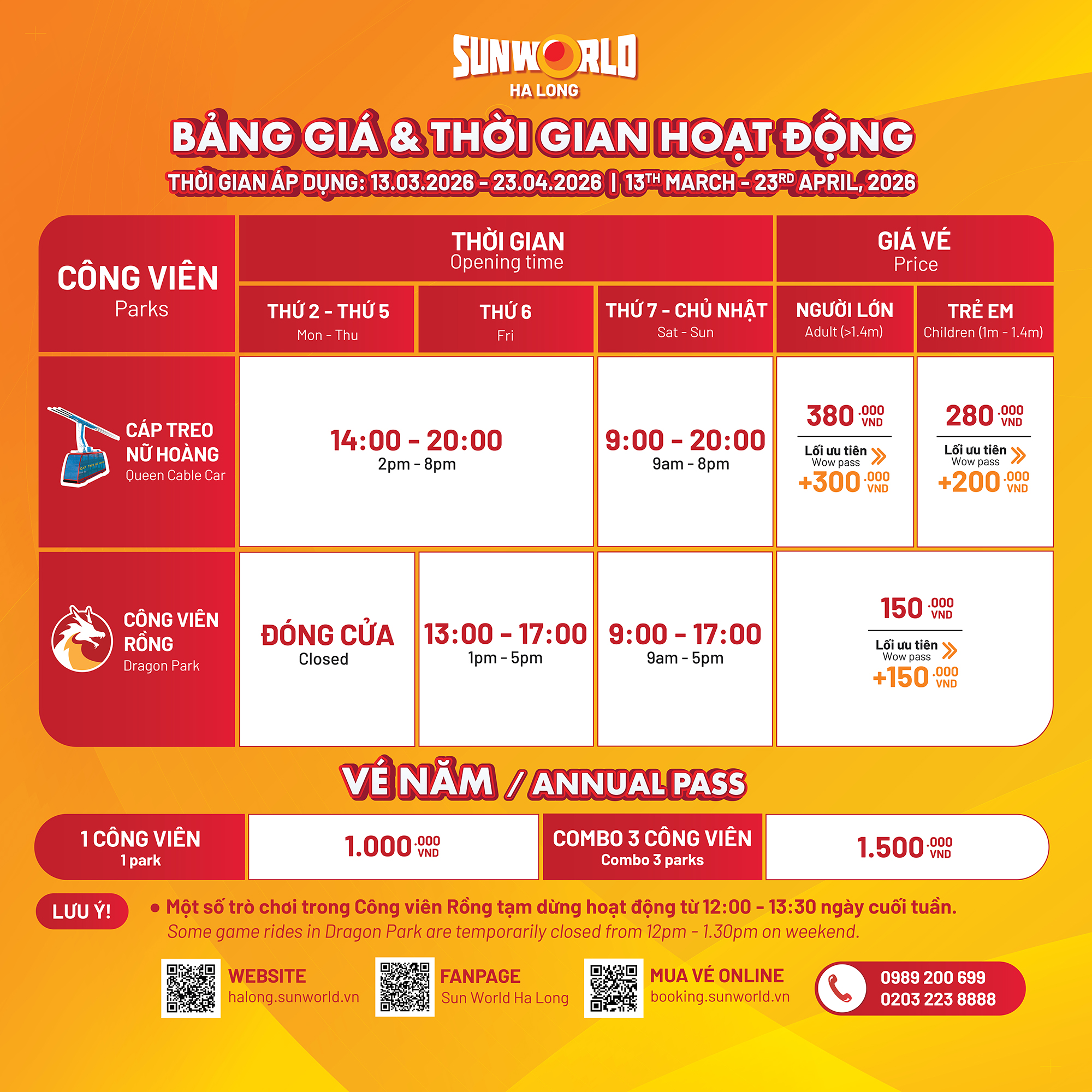 Bảng giá vé công viên rồng Hạ Long (Dragon Park) mới nhất