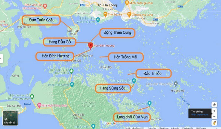 Vị trí Hòn Đỉnh Hương trên bản đồ Hạ Long