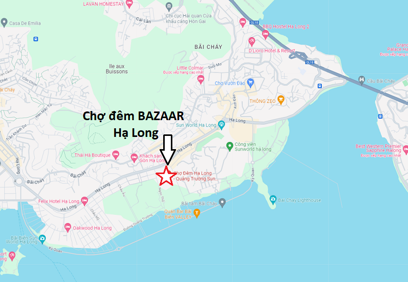 Vị trí của chợ đêm BAZAAR trong khu Sun World