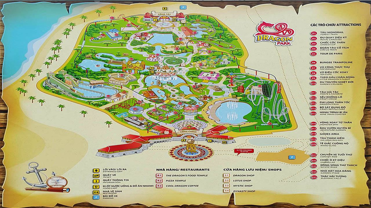 Bản đồ hướng dẫn di chuyển ở Dragon Park