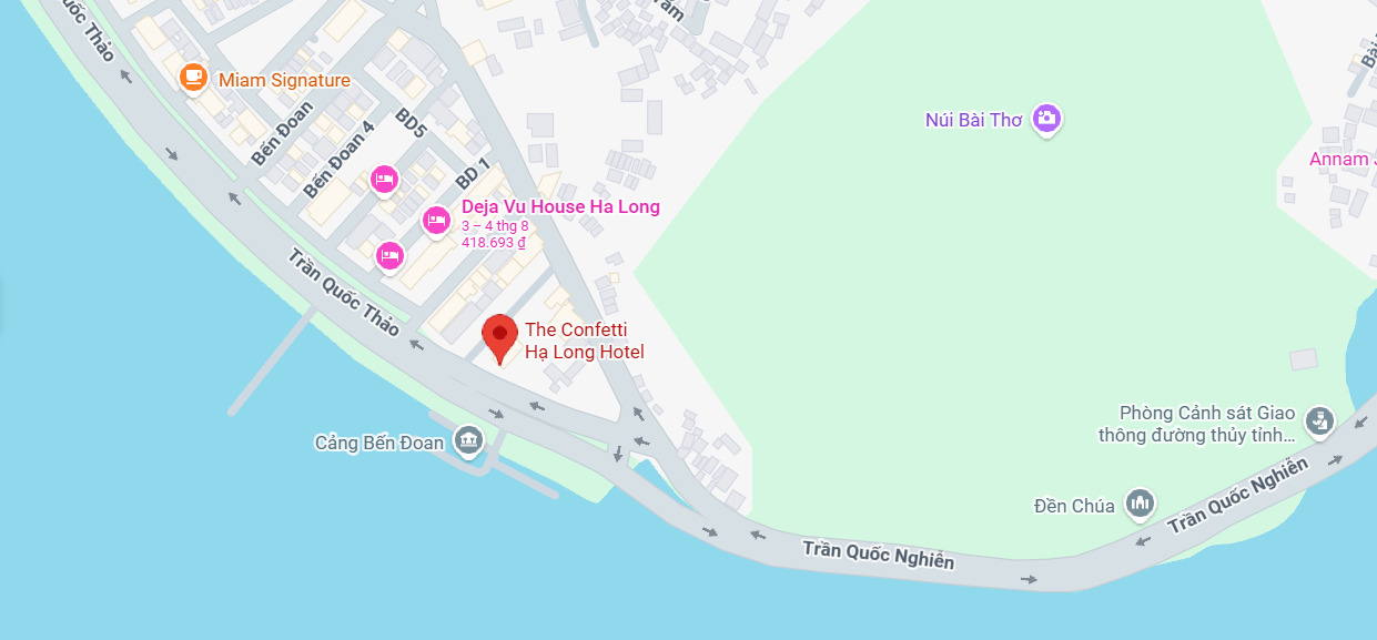 Vị trí của The Confetti Hotel trên google map