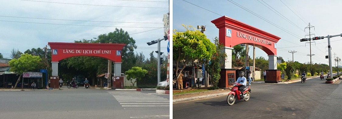 Bãi tắm Chí Linh với cổng chào nổi bật giúp du khách dễ dàng tìm kiếm