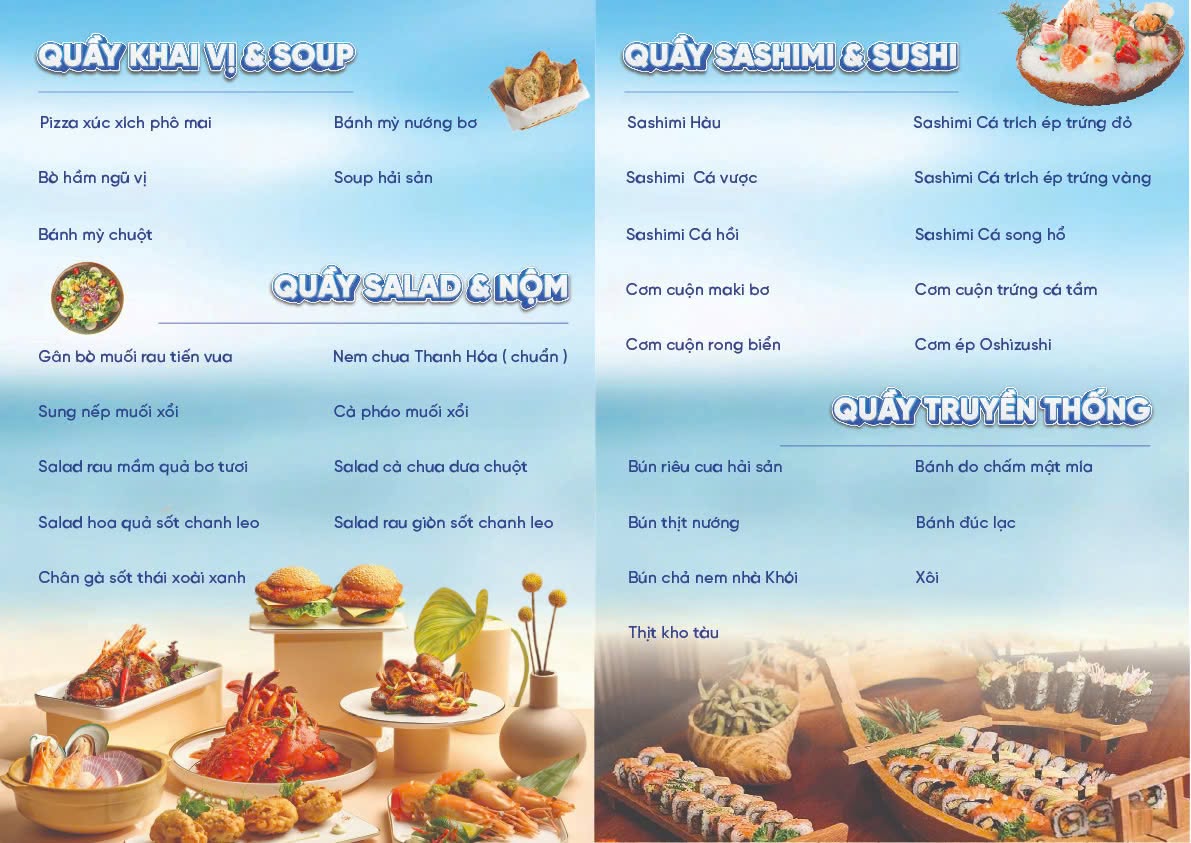 menu đồ ăn tại nhà hàng