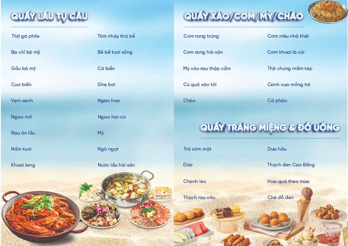 menu đồ ăn tại nhà hàng