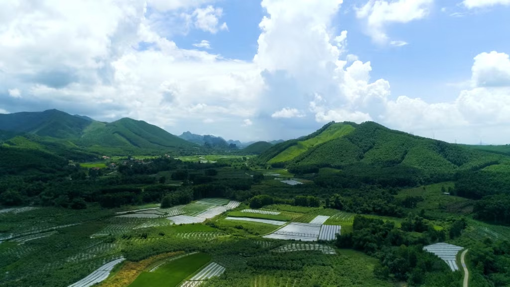 Cánh đồng dưới núi được cho là có công lao của ông Khổng lồ