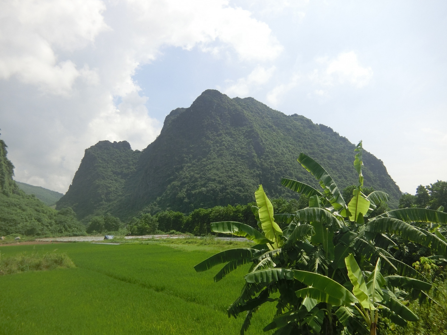 Dáng núi đá vôi sừng sững khi nhìn từ bên dưới